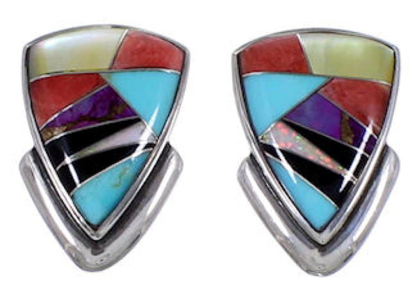 Sterling Silver Turquoise Multicolor Jewelry Post Earrings RS39841